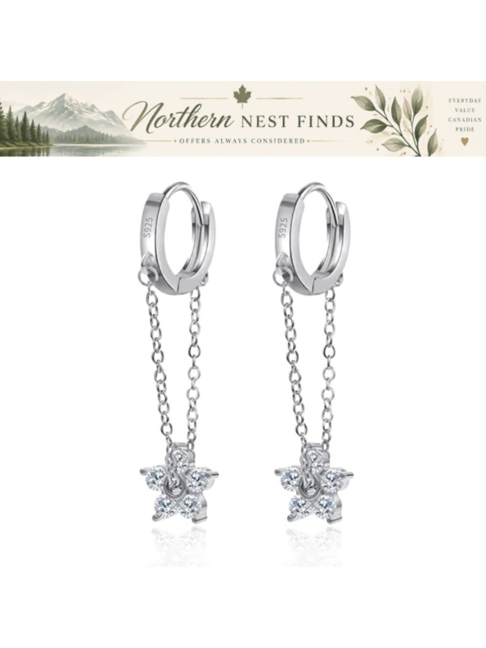 Tassel Chain Earrings 925 Sterling Silver 18K Gold Plated Drop Dangle Huggie